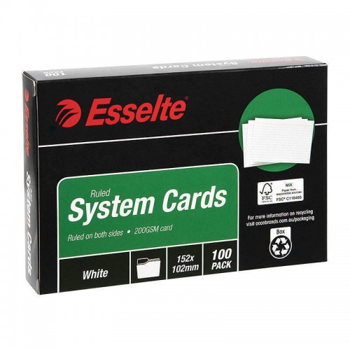 Esselte System Cards 152 x 102mm (6 x 4) White - Pack of 100