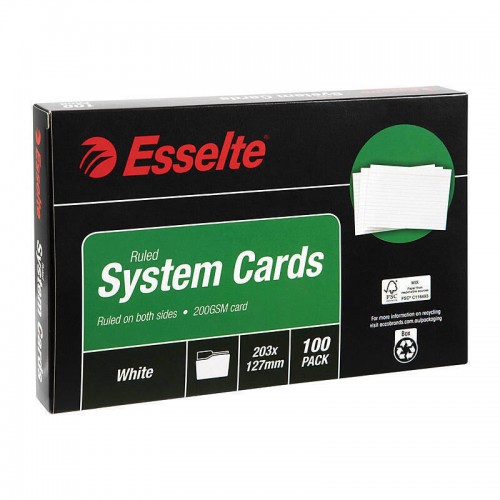 Esselte System Cards 203 x 127mm (8 x 5) White - Pack of 100