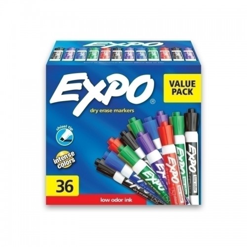 Expo Dry Erase Whiteboard Marker Chisel Assorted Colours - Box of 36