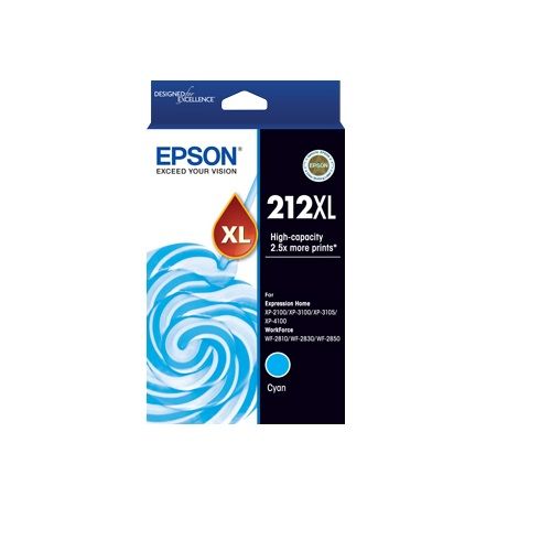 Epson 212XL Cyan High Yield Genuine Ink Cartridge (C13T02X292)