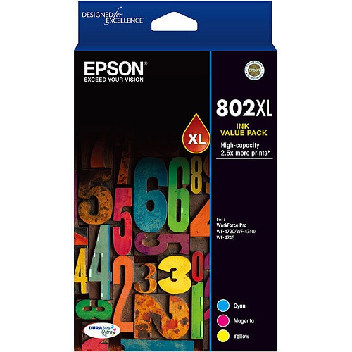 3 Pack Epson 802XL Genuine Ink Cartridges