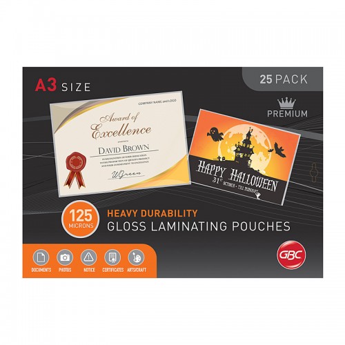 GBC Laminating Pouch A3 125 Micron - Pack of 25