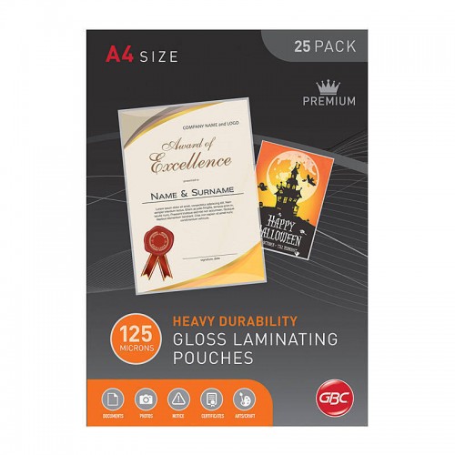 GBC Laminating Pouch A4 125 Micron - Pack of 25