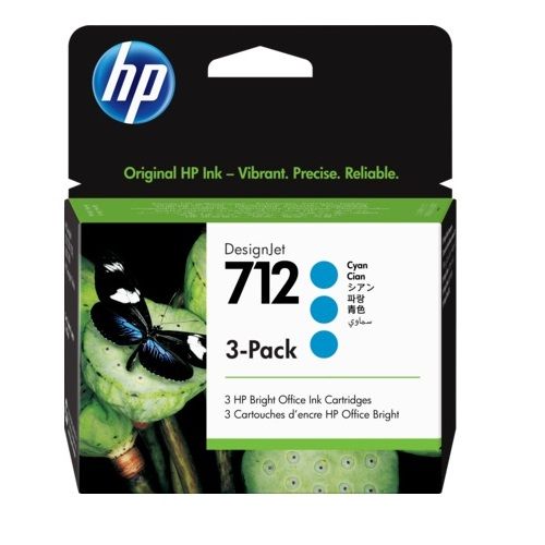 3 Pack HP 712 Genuine Ink Cartridges (3ED77A)