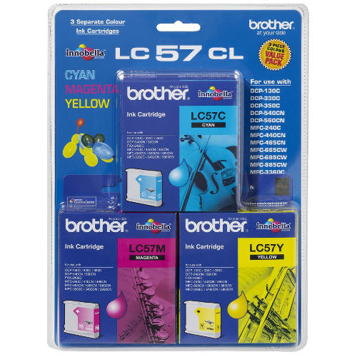 3 Pack Brother LC57CL Genuine Ink Cartridges