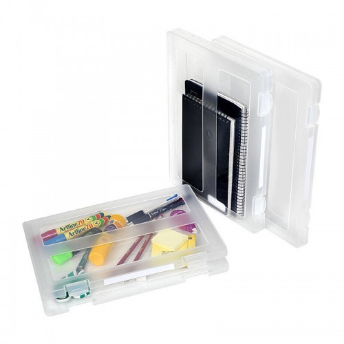 Marbig Plastic A4 File Case Clear with Clip Label