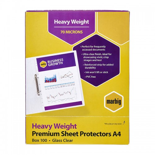 Marbig Sheet Protectors Heavy Weight A4 - Pack of 100