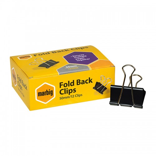 Marbig Fold Back Clips 50mm Box of 12