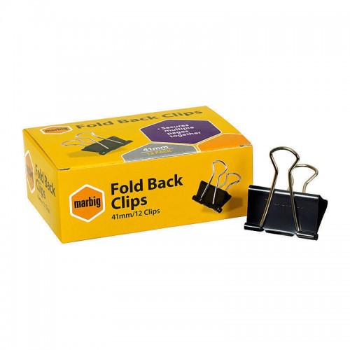 Marbig Fold Back Clips 41mm Box of 12