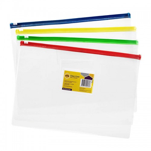 Marbig Clear A4 Cases 335 x 245mm Assorted Colours - Pack of 12