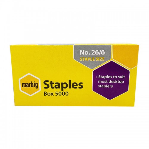 Marbig Staples 26/6mm - Box of 5000