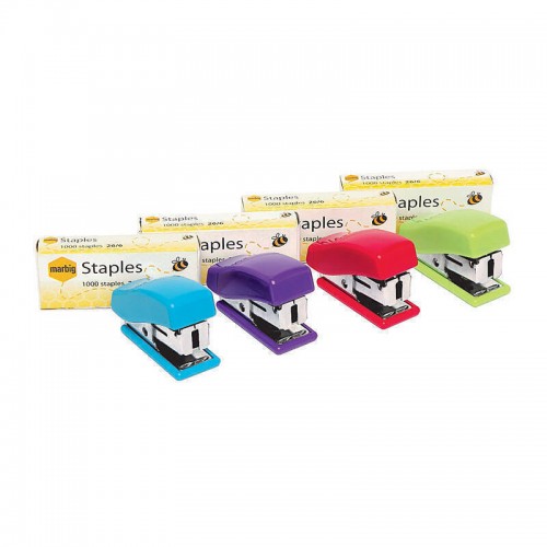 Marbig Mini Stapler with Staples Brights Assorted Colours