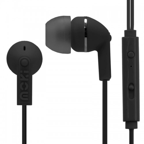 Moki Noise Isolation Earphones Plus Microphone - Black