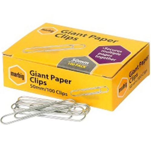 Marbig Paper Clips 50mm Giant - Box of 100