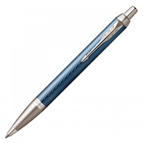 Parker IM Prem Ballpoint Pen Chrome Trim Blue/Grey