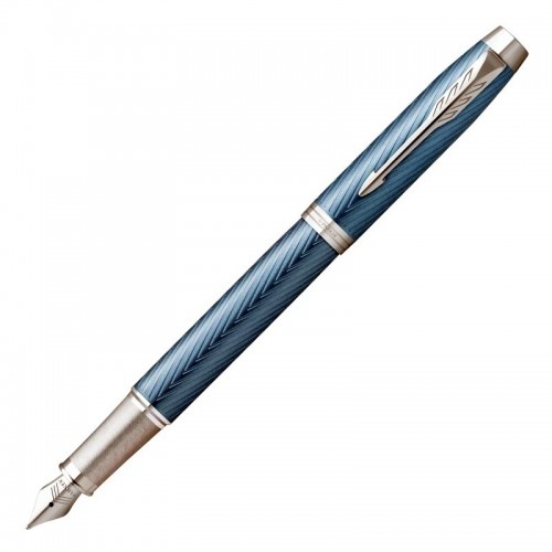 Parker IM Prem Fountain Pen Chrome Trim Blue/Grey