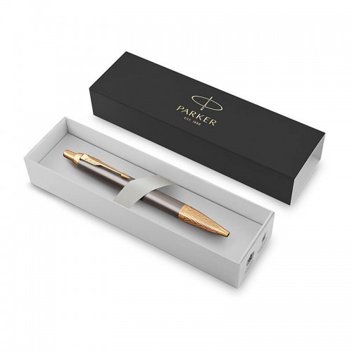 Parker IM Grey Lacquer Gold Cap Ballpoint Pen