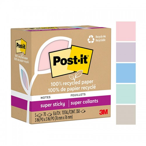 Post-It Super Sticky Wanderlust 76 x 76mm - Pack of 5 - Box of 6