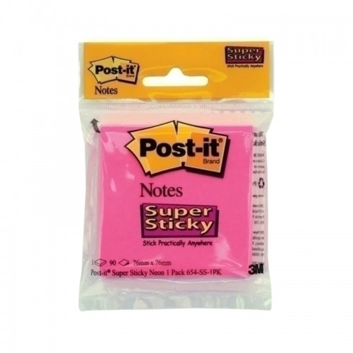 Post-It Super Sticky Notes Neon 76 x 76mm - Box of 6