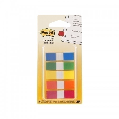 Post-It Flags Assorted Colours 12 x 45mm 5-Pack - Box of 6