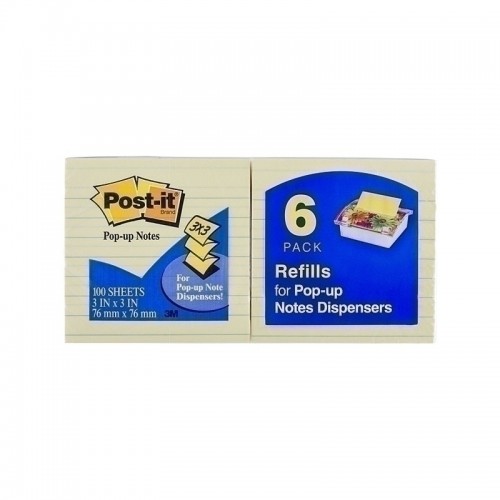 Post-It Lined Pop-up Notes Canary Yellow 76 x 76mm 6-Pack