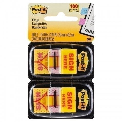 Post-It Sign Here Flags Yellow 25 x 43mm 2-Pack - Box of 6