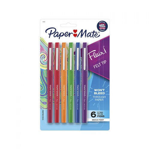 Paper Mate Flair Felt Tip Pastel - Pack of 6 - Box of 6