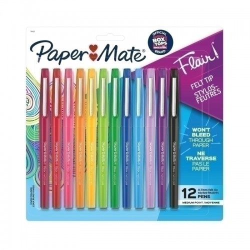 Paper Mate Flair Felt Tip Assorted - Pack of 12 - Box of 12