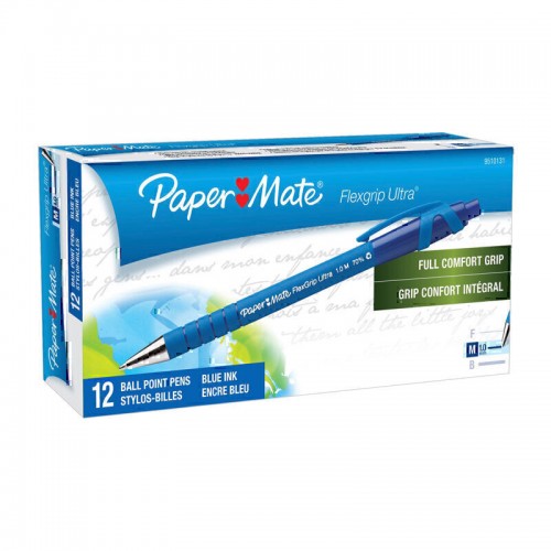 Paper Mate Flex Grip Retractable Ballpen 1.0mm Blue - Box of 12