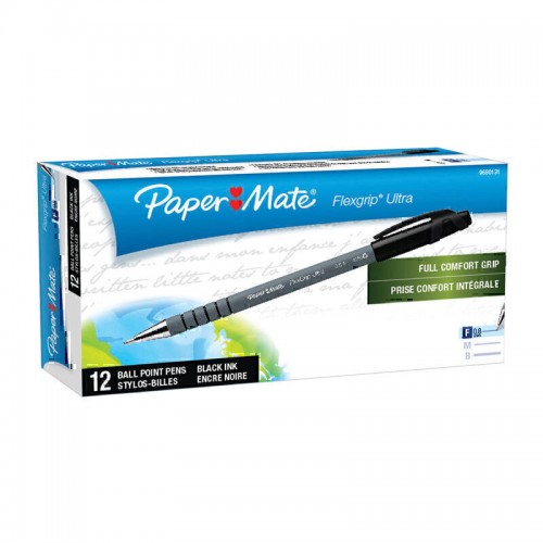 Paper Mate Flex Grip Ballpen 0.8mm Black - Box of 12