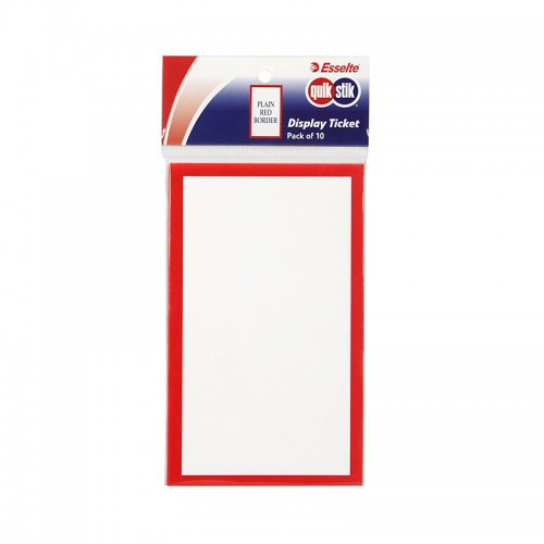 Quikstik Display Tickets Plain Red Border - Pack of 10