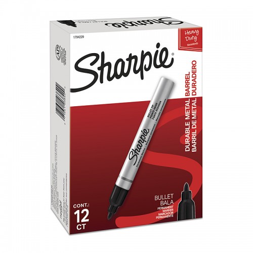 Sharpie Metal Permanent Marker Bullet Tip Black NP - Box of 12