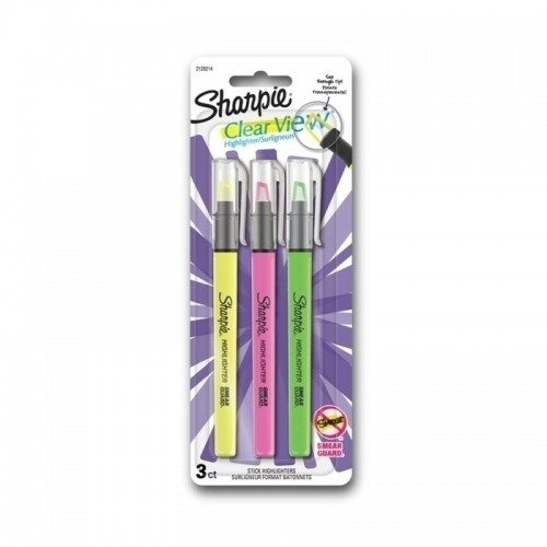 Sharpie Clear View Highlighter Stick Assorted Colours - Pack of 3 - Box of 6