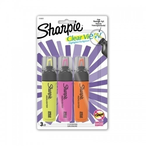 Sharpie Clear View Highlighter Tank Assorted Colours - Pack of 3 - Box of 6