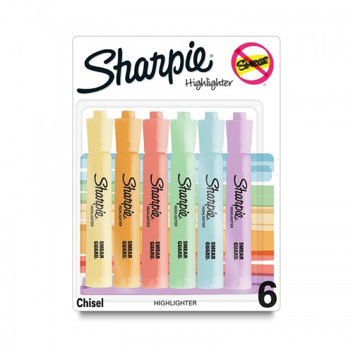 Sharpie Highlighter Tank Pastel Assorted Colours - Pack of 6 - Box of 6