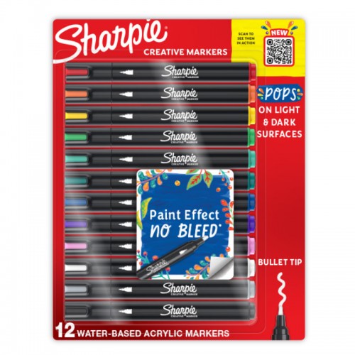 Sharpie Creative Marker Bullet Tip - Pack of 12 - Assorted Colours