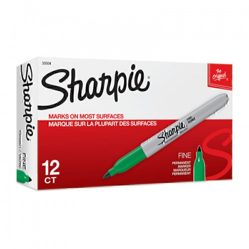 Sharpie Permanent Marker Fine Point Green - Box of 12