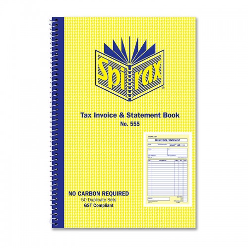 Spirax 555 Invoice & Statement Book 207 x 144mm Side Opening - Pack of 10