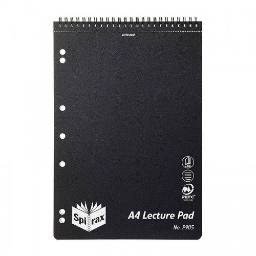 Spirax P905 PP Lecture Pad 140 Pages Black Top Opening - Pack of 5