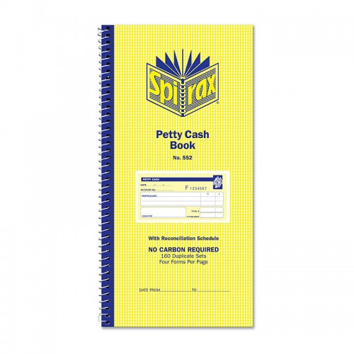 Spirax 552 Petty Cash Book 279 x 144mm - Pack of 10