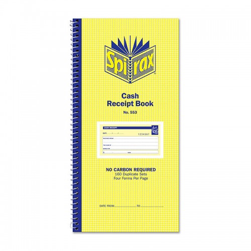 Spirax 553 Cash Receipt Book 279 x 144mm - Pack of 10