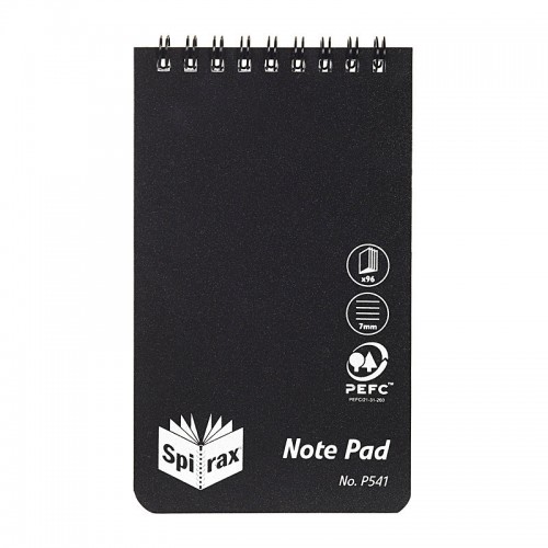 Spirax P541 PP Notebook 96 Pages Black Top Opening - Pack of 5