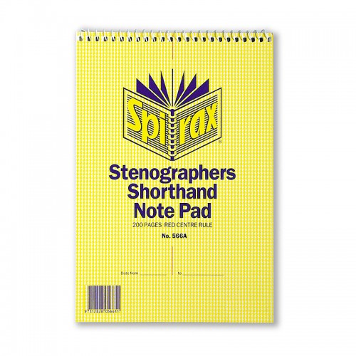 Spirax 566A Notebook Steno 225 x 152mm 200 Pages Top Opening - Pack of 10