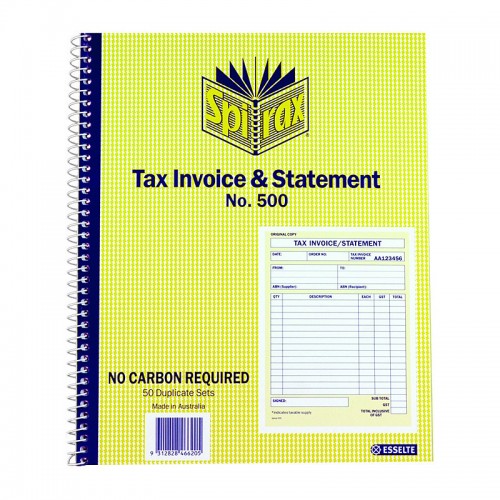 Spirax 500 Tax Invoice & Statement Quarto 250 x 200 - Pack of 5