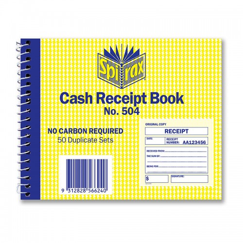 Spirax 504 Cash Receipt Book 102 x 127mm - Pack of 5