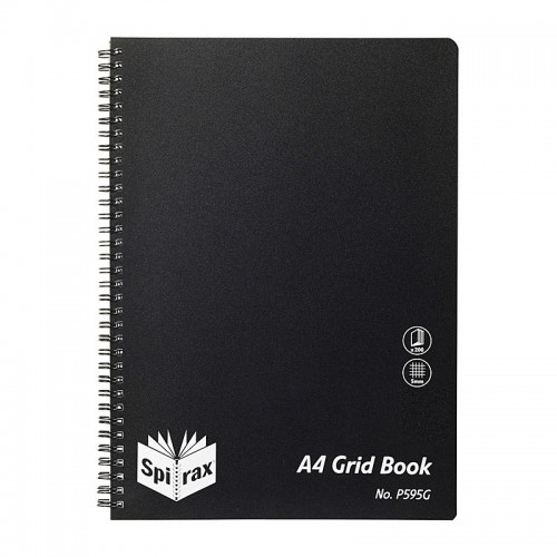 Spirax P595G PP Grid Book A4 200 Pages Black Side Opening - Pack of 5