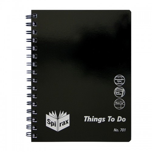 Spirax 701 Organiser Range Things To Do A5 96 pages - Pack of 5