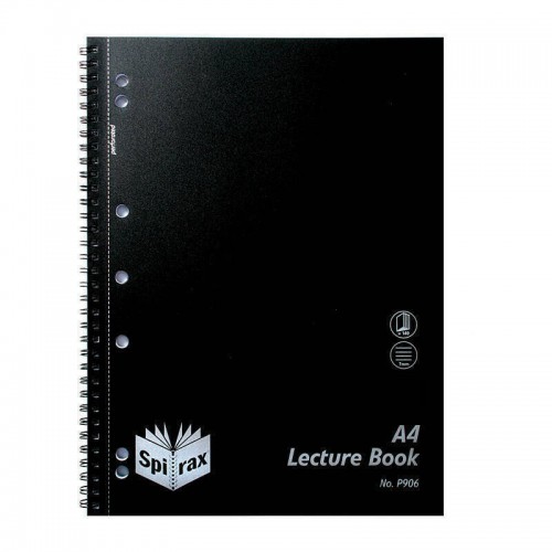 Spirax P906 PP Lecture Book A4 140 Page Black - Pack of 10