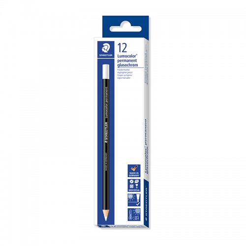 Staedtler LumoColor Permanent Glasochrom Pencil - Box of 12 - White