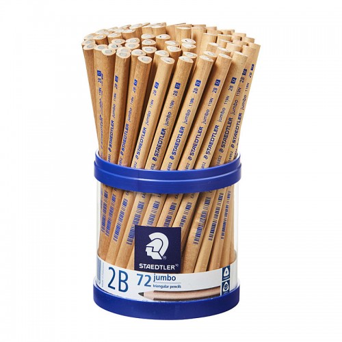 Staedtler Natural Jumbo Triangular 2B Pencils - Cup of 72